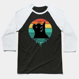 Curious Cat Vintage Sunset Baseball T-Shirt